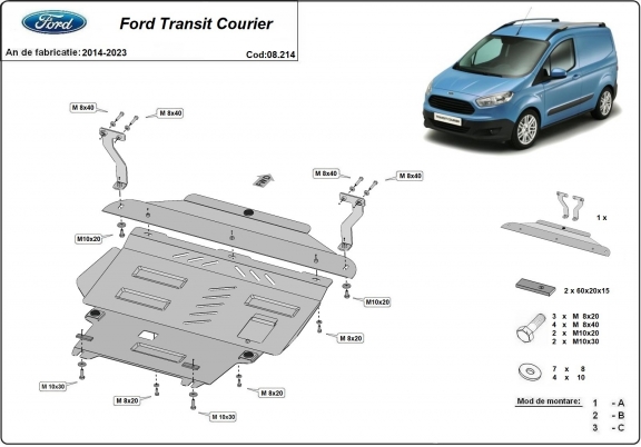 Cubre carter metalico Ford Transit Courier