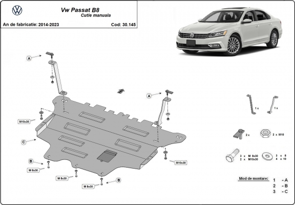 Cubre carter metalico VW Passat B8 - Manual
