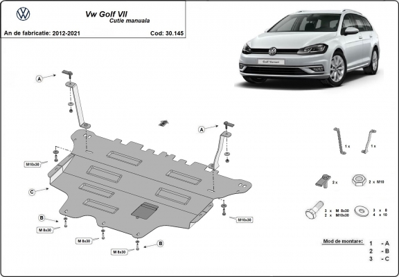 Cubre carter metalico VW Golf 7 - Manual
