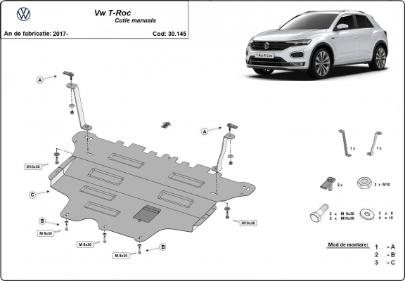Cubre carter metalico Volkswagen T-Roc - Manual