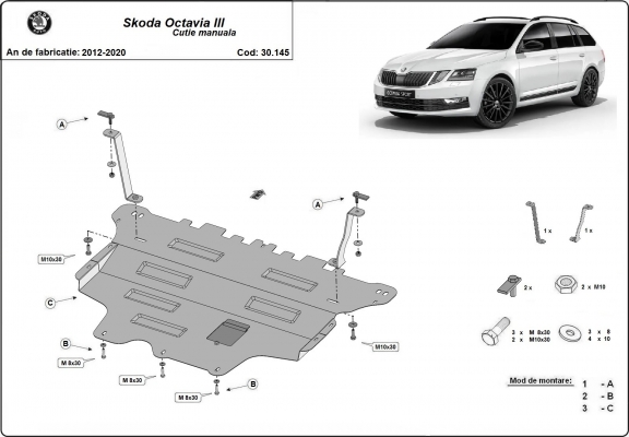 Cubre carter metalico Skoda Octavia 3 - Manual