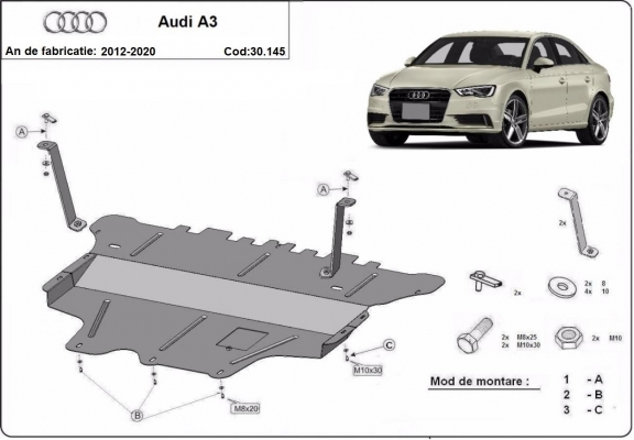 Cubre carter metalico Audi A3 (8V)