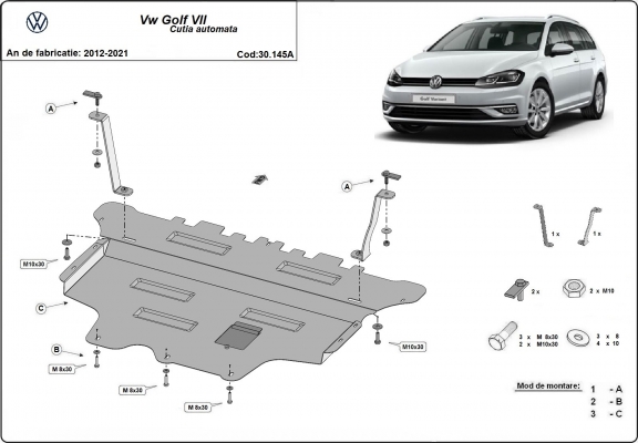 Cubre carter metalico VW Golf 7 - Automatico