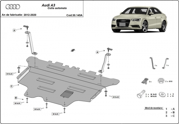 Cubre carter metalico Audi A3 (8V) - Automatico