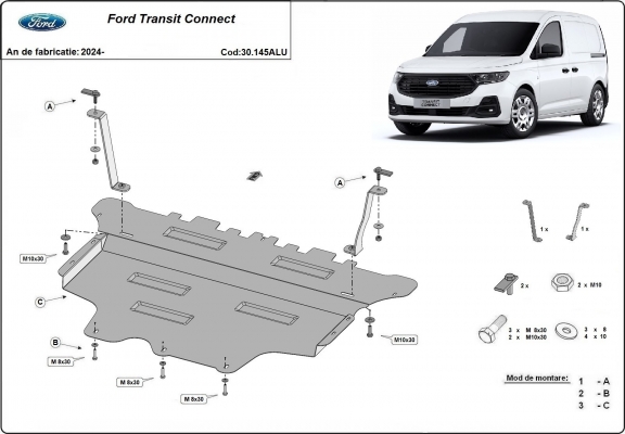 Cubre carter de aluminio Ford Transit Connect