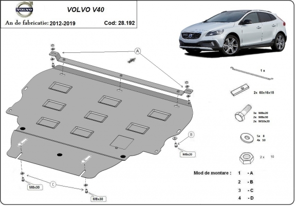 Cubre carter metalico Volvo V40