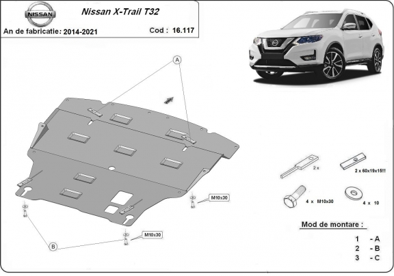 Cubre carter metalico Nissan X-Trail T32