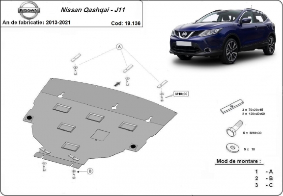 Cubre carter metalico Nissan Qashqai J11