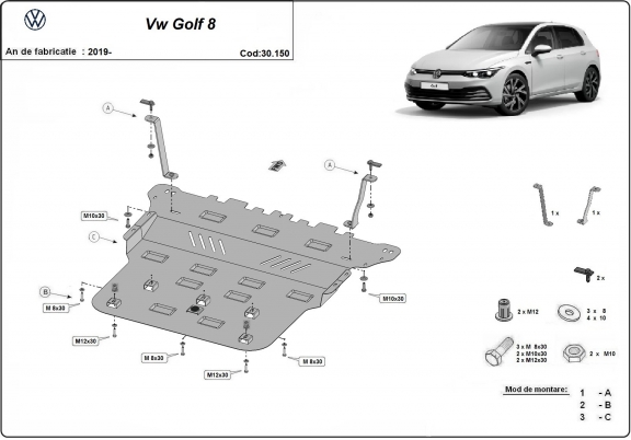 Cubre carter metalico VW Golf 8