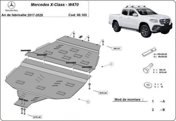 Protector de la caja de cambios y caja de transferencia Mercedes X-Class W470