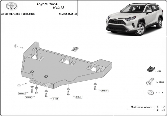 Protector de aluminio del diferencial trasero Toyota Rav4