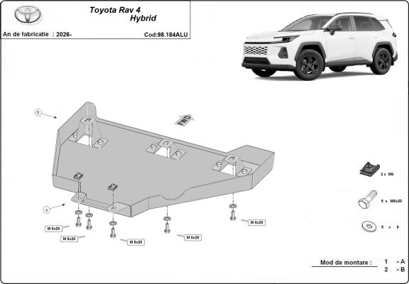 Protector de aluminio del diferencial trasero Toyota Rav4