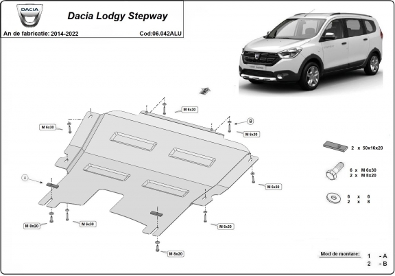 Cubre carter de aluminio Dacia Lodgy Stepway