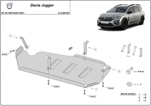Protector del deposito de combustible Dacia Jogger