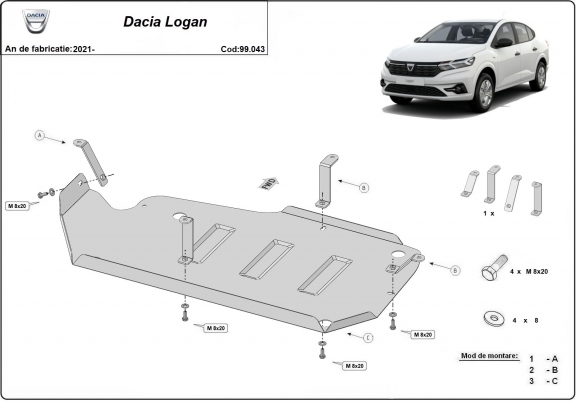 Protector del deposito de combustible Dacia Logan