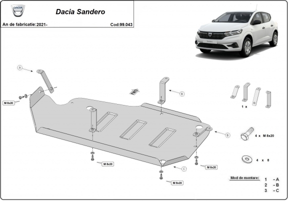 Protector del deposito de combustible Dacia Sandero