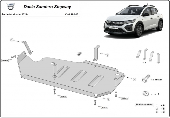Protector del deposito de combustible Dacia Sandero Stepway