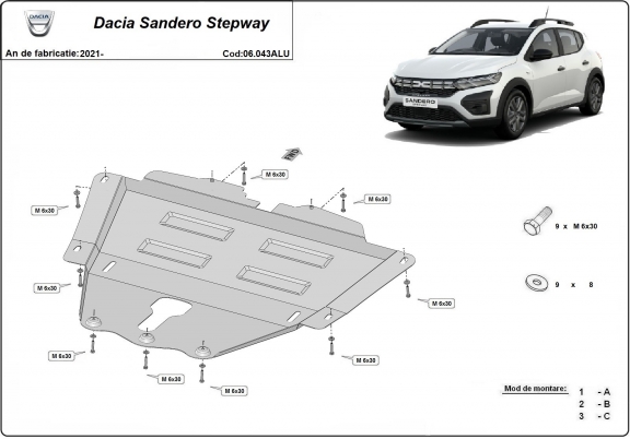 Cubre carter de aluminio Dacia Sandero Stepway