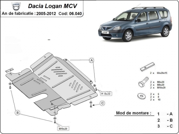 Cubre carter metalico Dacia Logan 1 MCV