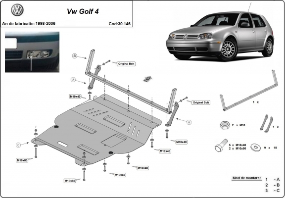 Cubre carter metalico VW golf mk4