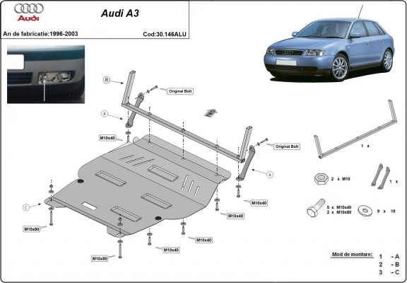 Cubre carter de aluminio Audi A3