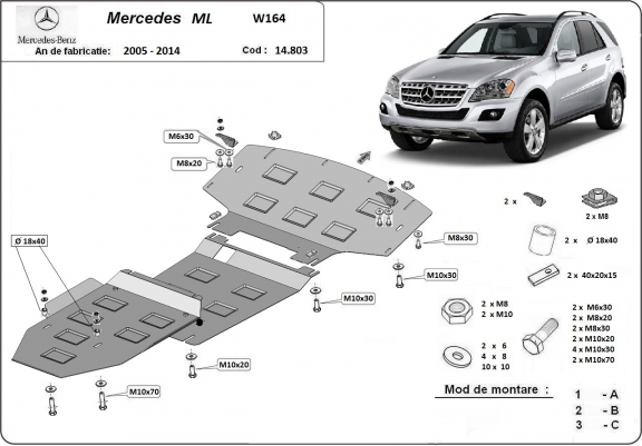 Cubre carter metalico Mercedes ML W164