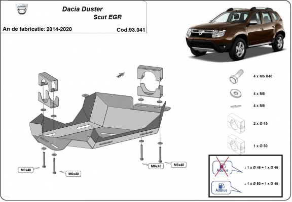 Protector de la valvula EGR Dacia Duster