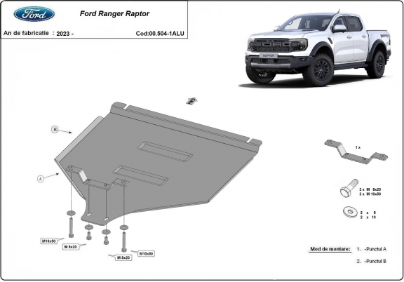 Protector de aluminio de la caja de cambios Ford Ranger Raptor