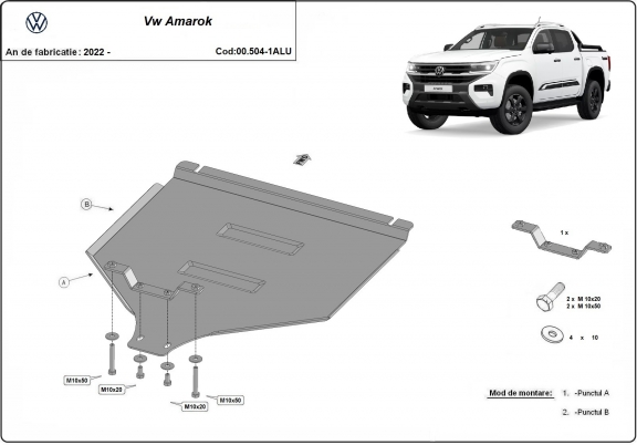 Protector de aluminio de la caja de cambios Volkswagen Amarok