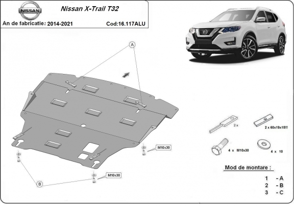 Cubre carter de aluminio Nissan X-Trail T32