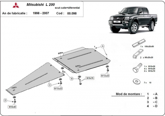 Protector de la caja de cambios y diferencial Mitsubishi L 200