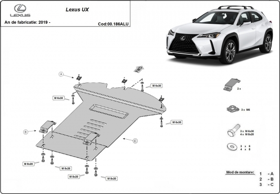 Protector de aluminio del catalizador/cat lock Lexus UX