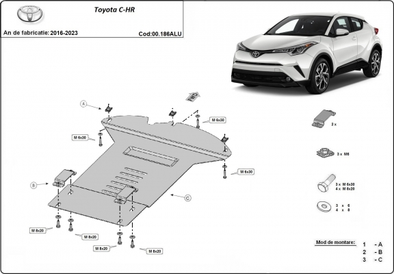 Protector de aluminio del catalizador/cat lock Toyota C-HR