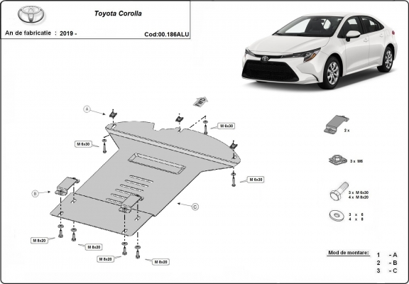 Protector de aluminio del catalizador/cat lock Toyota Corolla
