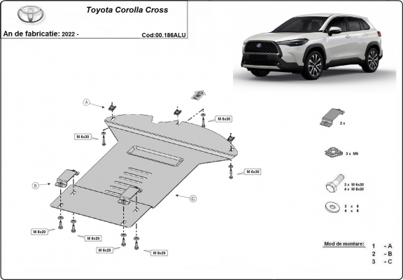 Protector de aluminio del catalizador/cat lock Toyota Corolla Cross