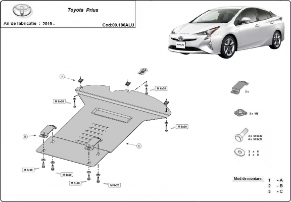 Protector de aluminio del catalizador/cat lock Toyota Prius