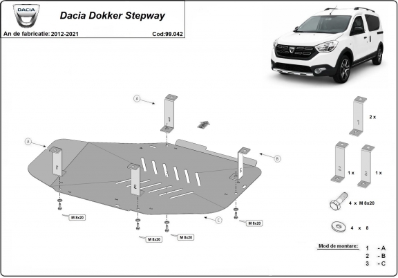 Protector del deposito de combustible Dacia Dokker Stepway