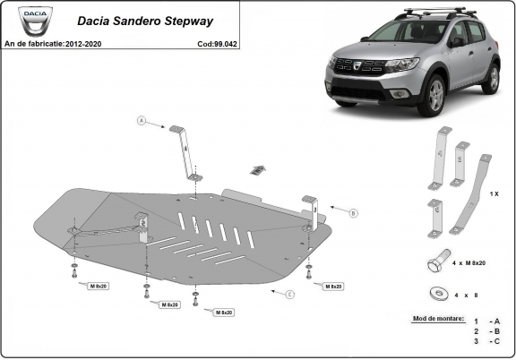 Protector del deposito de combustible Dacia Sandero Stepway