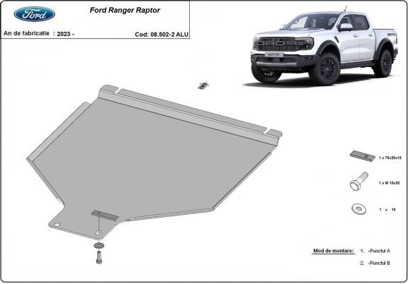 Protector de aluminio de la caja de cambios Ford Ranger Raptor