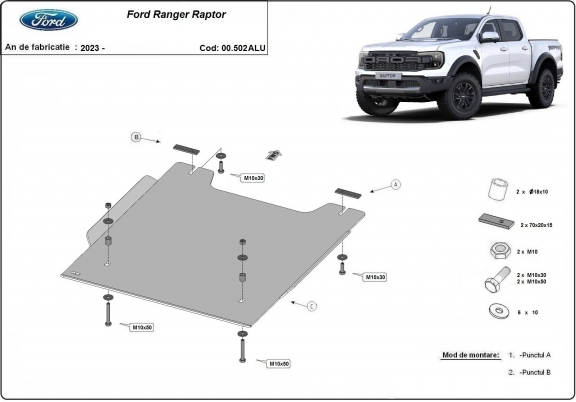 Protector de aluminio de la caja de transferencia Ford Ranger Raptor
