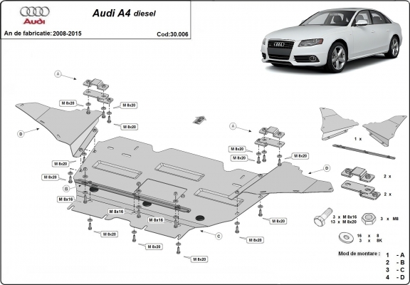 Cubre carter metalico Audi A4 B8 - diesel