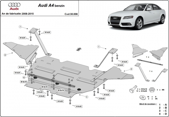 Cubre carter metalico Audi A4 B8 - gasolina