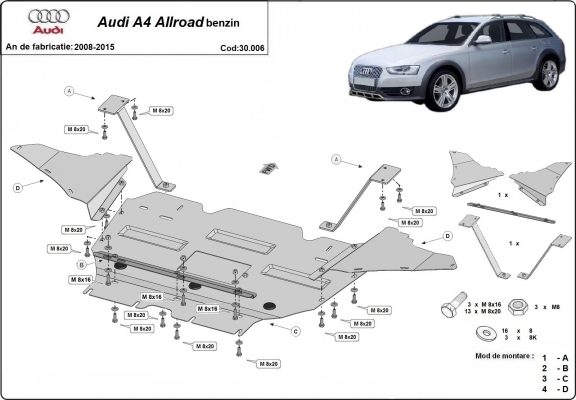 Cubre carter metalico Audi A4 B8 All Road - gasolina
