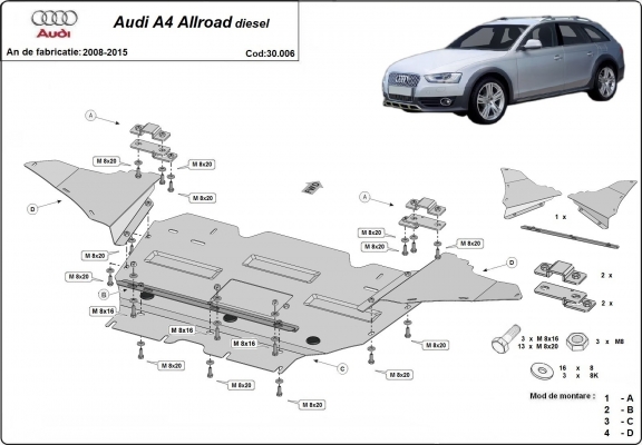 Cubre carter metalico Audi A4 B8 All Road - diesel