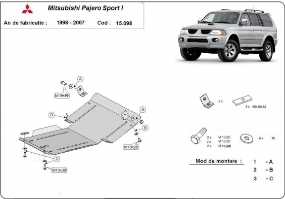 Cubre carter metalico Mitsubishi Montero Sport 1