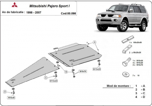 Protector de la caja de cambios y diferencial Mitsubishi Montero Sport 1