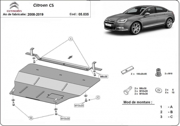 Cubre carter metalico citroen C5
