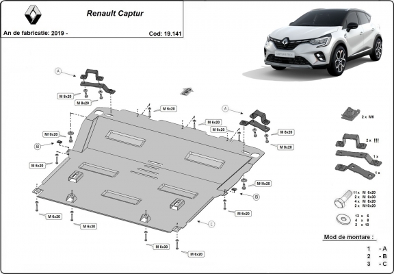 Cubre carter metalico Renault Captur
