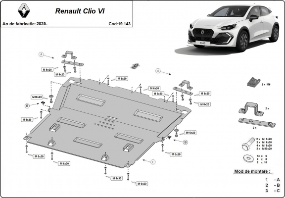 Cubre carter metalico Renault Clio 6