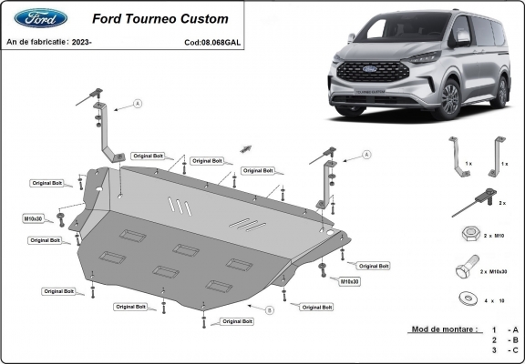 Cubre carter de acero galvanizado Ford Tourneo Custom